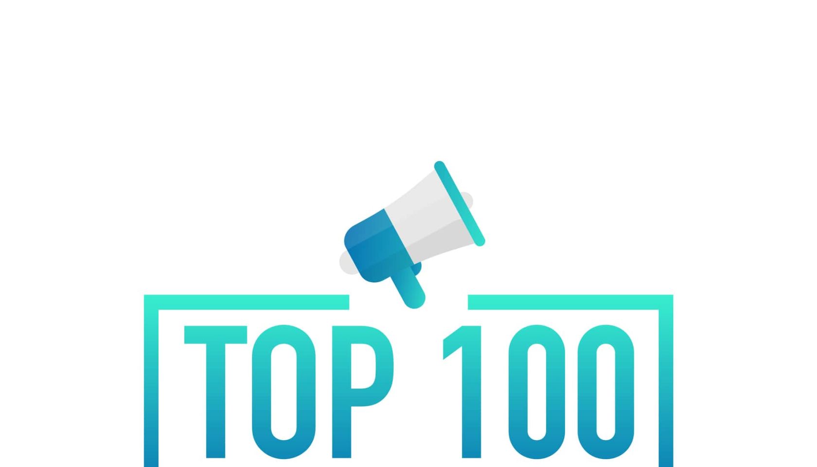 Top 100 - Top One hundred colorful label on white background. Vector stock illustration.