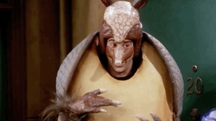 Ross from friends dressed up at the Holiday Armadillo