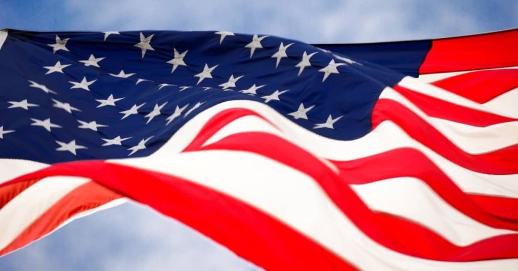 American Flag blowing in the wind