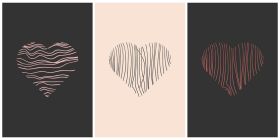Set of Valentines day trendy contemporary abstract creative minimalist hand draw posters decoration, postcard,brochure