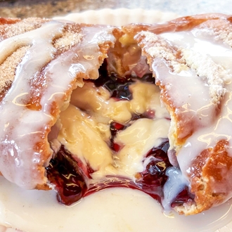 Blueberry Cheesecake Stuffed Elephant Ear (The Bakerman)