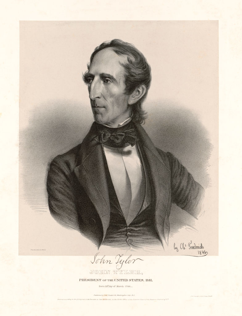 John Tyler, President of the United States, 1841, Born 29th day of March 1790, from life on Stone by Chs Fenderich, Lithograph, 1841