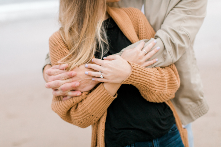 Cute Couple Getting Engaged on Beach in California