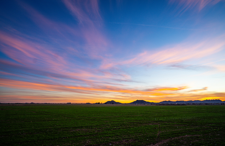 Sunset Over An Arizona Farm