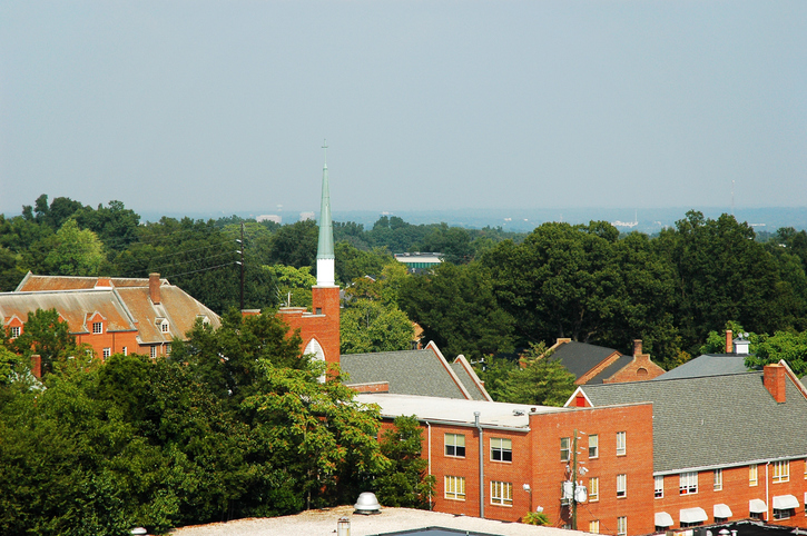 Church and old brick building in Raleigh North Carolina