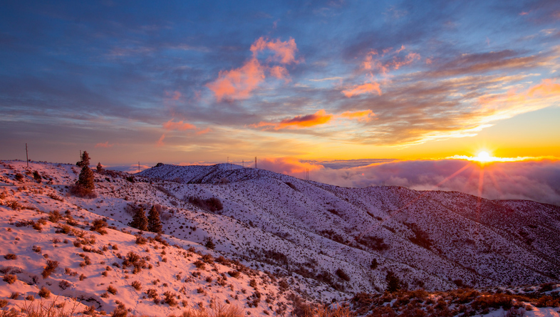Sunset in the Boise Mountains above downtown Boise, Idaho