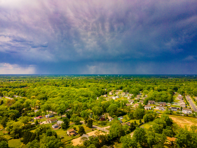 Rain storm off on the horizon in Vineland, New Jersey