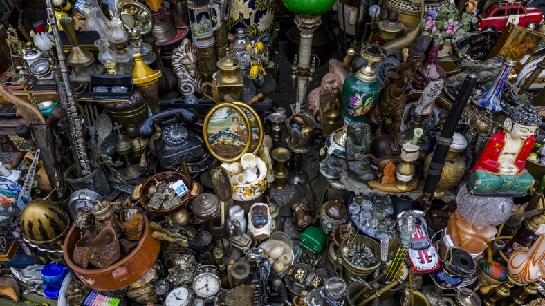 Colorful Collection of Vintage Antiques and Unique Items Displayed