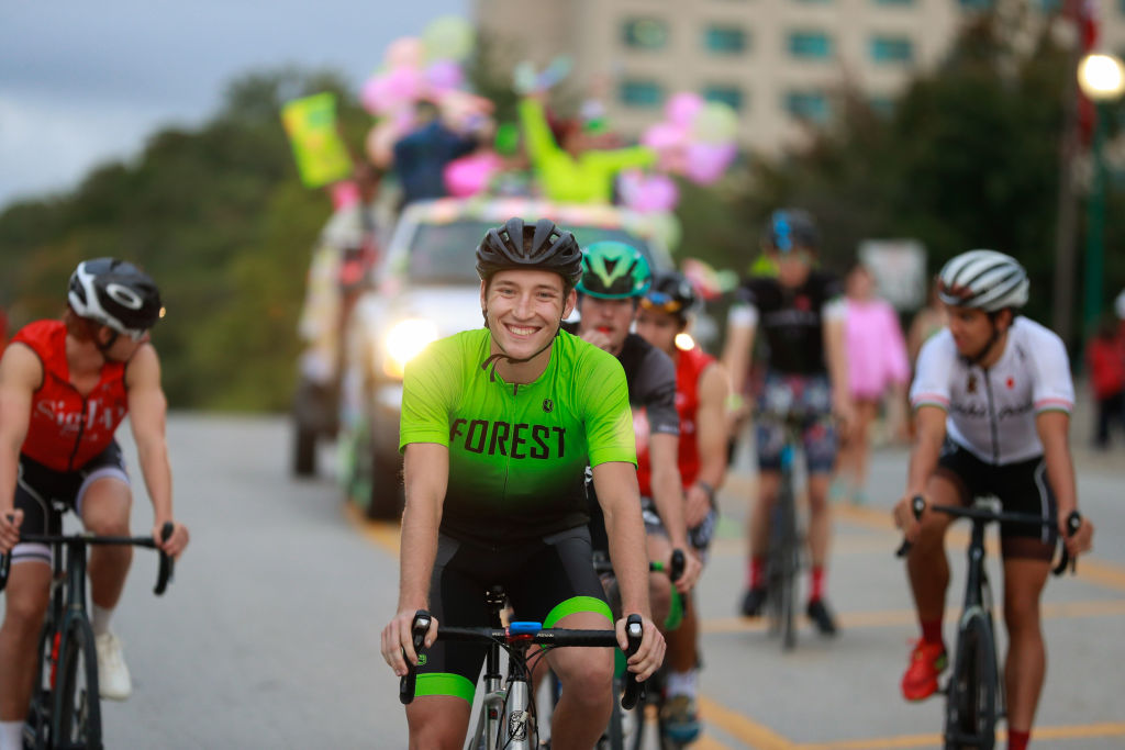 Little 500 bicycle race riders participate in the Indiana