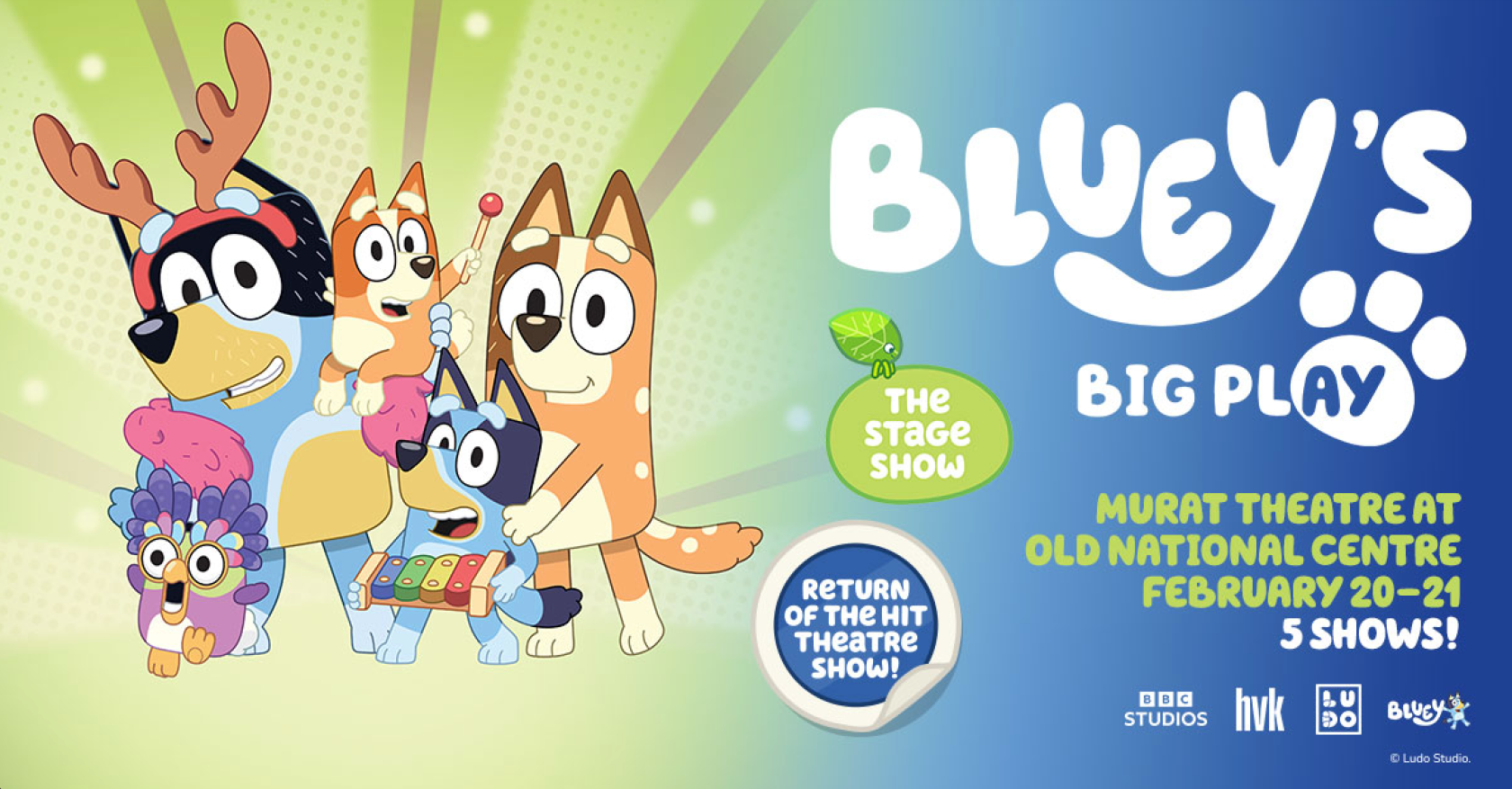 tickets to see Bluey's Big Play, Saturday, February 20th
