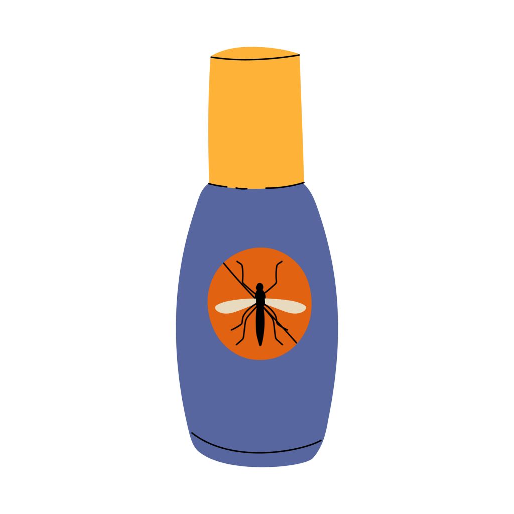 Illustration of a mosquito repellent spray bottle