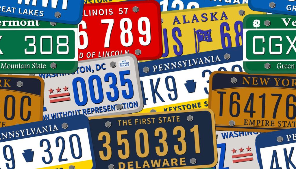 Seamless background by car numbers of vehicle registration